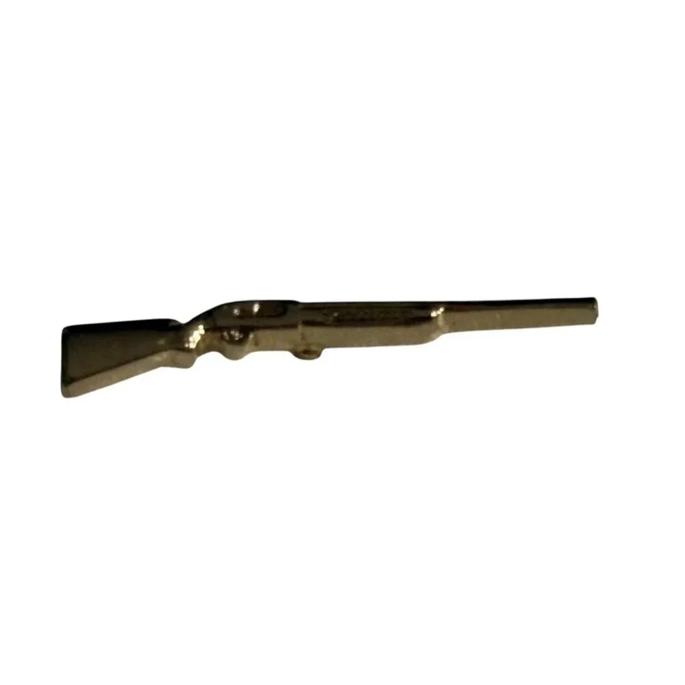 Vintage Lever Action Rifle Gun Tie Bar Clip Clasp Gold Tone Lapel Tiny‎ Hunting